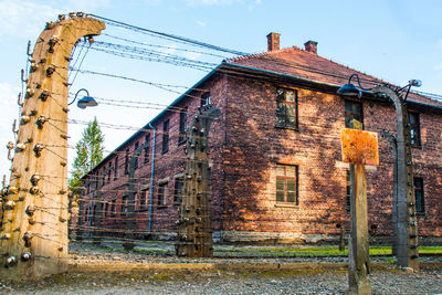 Low angle view of old building against sky