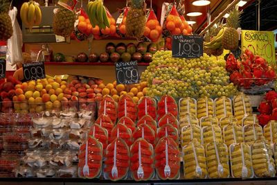 Various fruits for sale at market stall