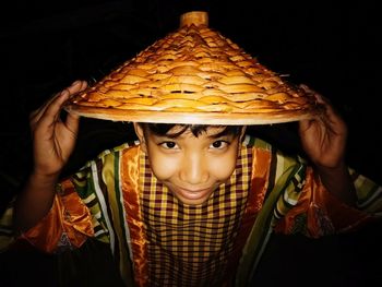 Portrait of boy wearing hat