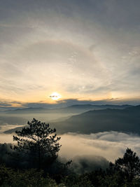 Scenic view of landscape against sky during sunset