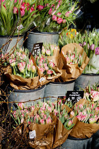 Flowers for sale at market stall