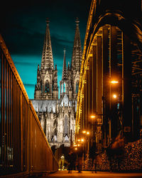 Illuminated buildings in city at night