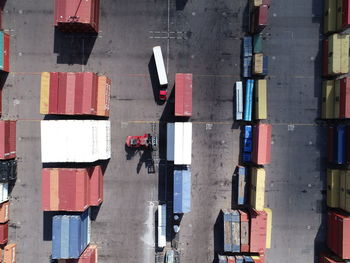 Directly above shot of cargo containers at dock