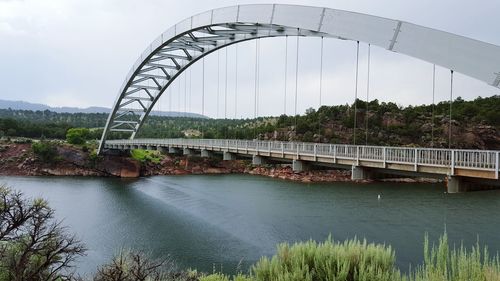 Bridge over river against sky