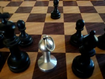 High angle view of tiled floor