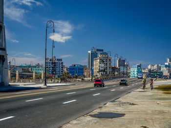 City street against blue sky