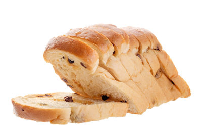 Close-up of bread against white background