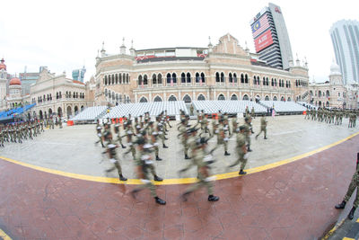 Group of people in front of building