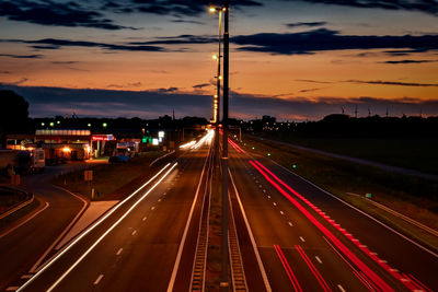 Light trails on highway at night