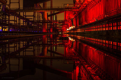 Illuminated industriell monument at night