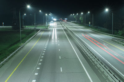 Light trails on highway at night