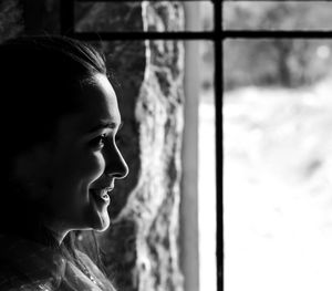 Close-up portrait of a girl looking away