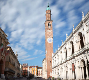 Vicenza, italy. big square of the city with the famous monument called basilica palladiana 