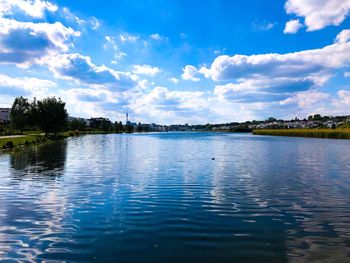 Scenic view of lake against sky