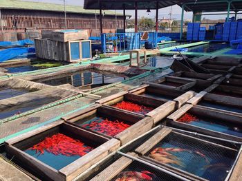 High angle view of railroad station