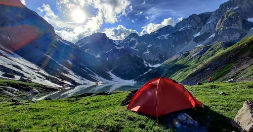 Scenic view of mountains against sky