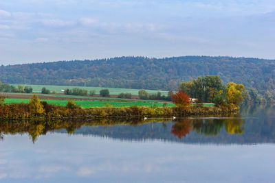 Scenic view of lake against sky