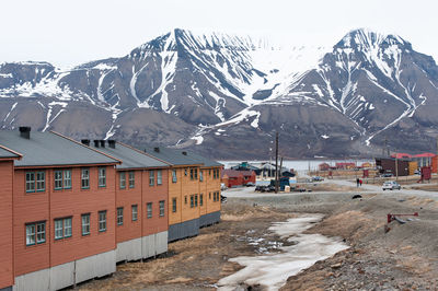 View of snowcapped mountains against clear sky