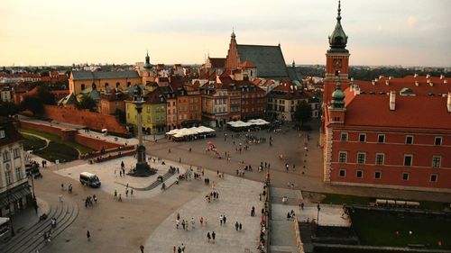 High angle view of town square