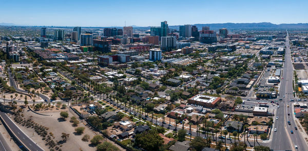 High angle view of city