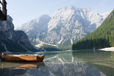 Scenic view of lake by mountains