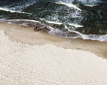 High angle view of man on beach
