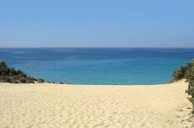 Scenic view of sea against clear sky