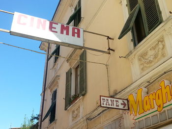 Low angle view of signboard