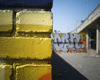 Close-up of yellow wall