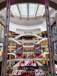 High angle view of people in shopping mall