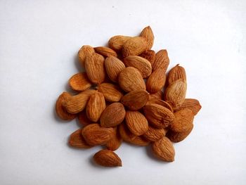 High angle view of cookies against white background