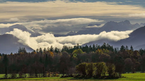 Scenic view of mountains against sky