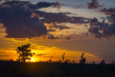 Scenic view of dramatic sky during sunset