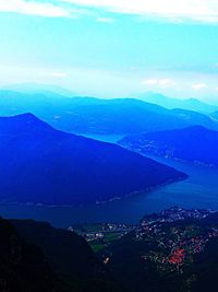 Aerial view of mountains against sky