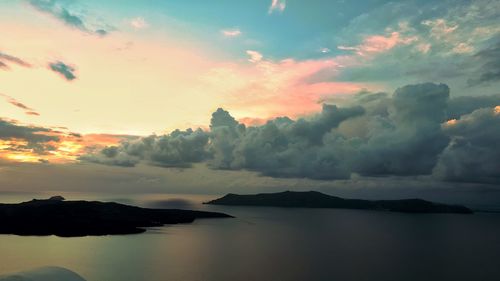 Scenic view of sea against dramatic sky