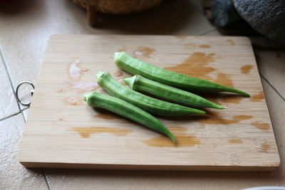 High angle view of vegetables on cutting board