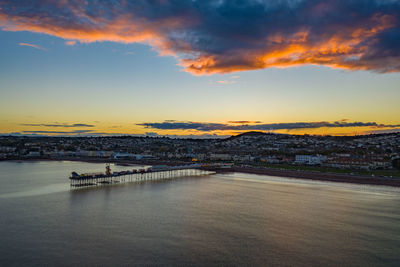 Scenic view of river against sky during sunset