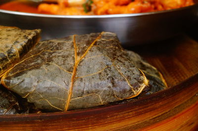 Close-up of food on table