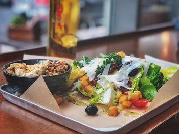 Close-up of food in plate on table