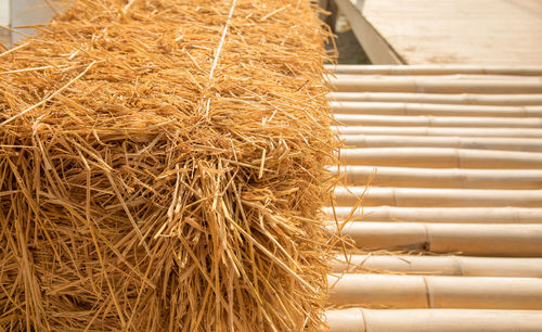 Close-up of hay bales