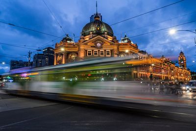 Light trails on street in city