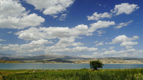 Scenic view of lake against sky
