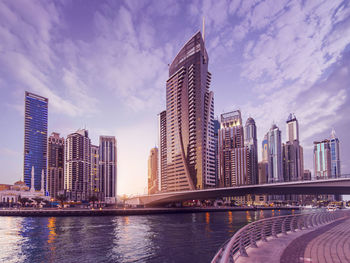 Modern buildings against sky in city