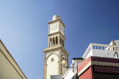 Old clock tower in historic medina at the center of casablanca