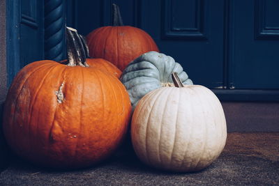 Close-up of pumpkins on table