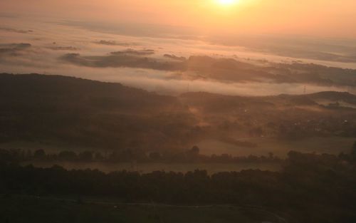 Scenic view of landscape against sky at sunset