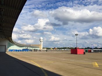 View of city against cloudy sky