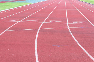 High angle view of empty running track