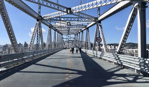 People walking on bridge