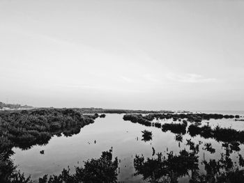 High angle view of lake against sky